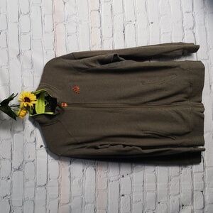 Adidas full zip jacket olive green grey Sz L
